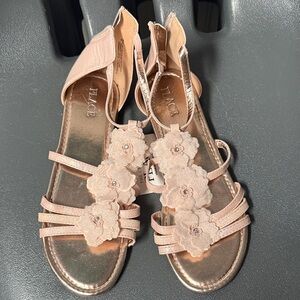 NWT Girls children's place Pink Sandals with Floral Design